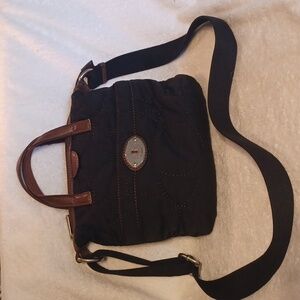 Fossil crossbody handbag purse black fabric bag